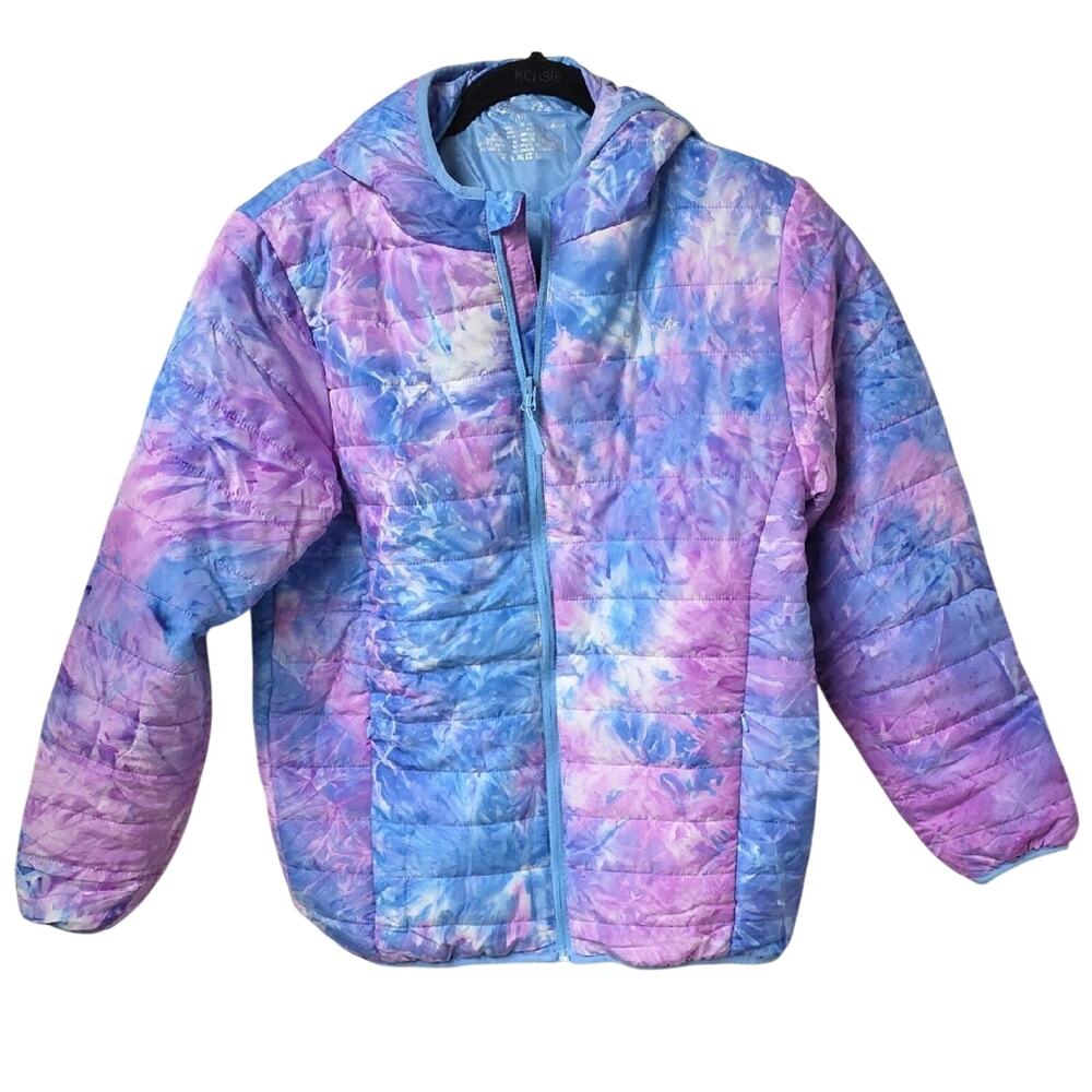 Alexa Rae Purple Tie-Dye Hooded Full Zip Puffer Jacket Kids Large Size 16 NWT